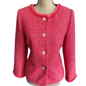 Talbots pink Tweed Peplum Jacket size size 4P